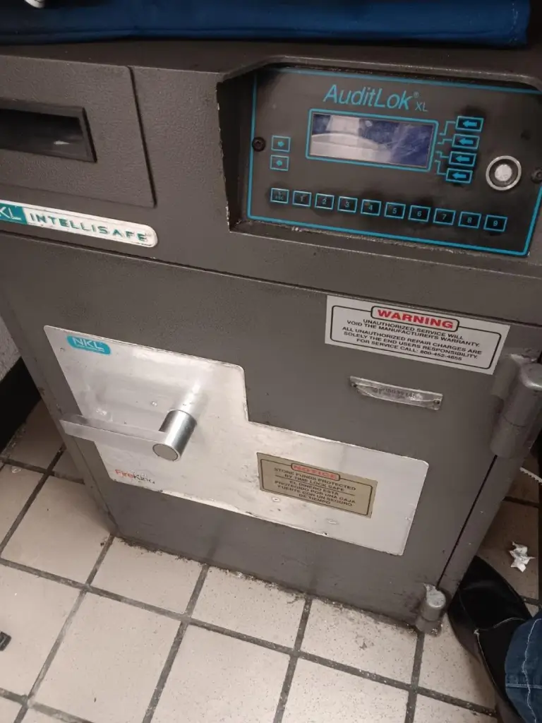 Commercial drop safe locked after forgotten safe code Texas