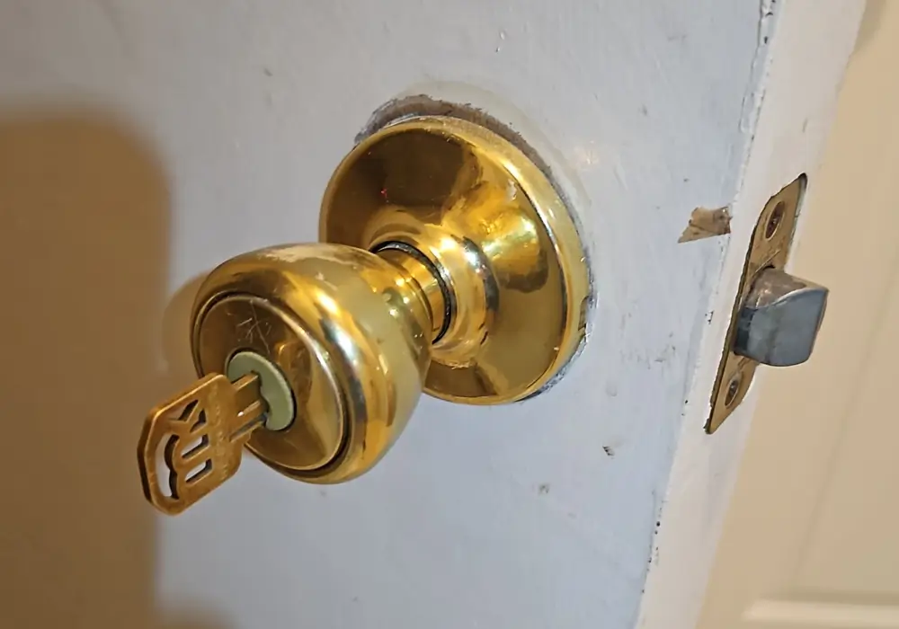 Rekeyed home door lock with new key