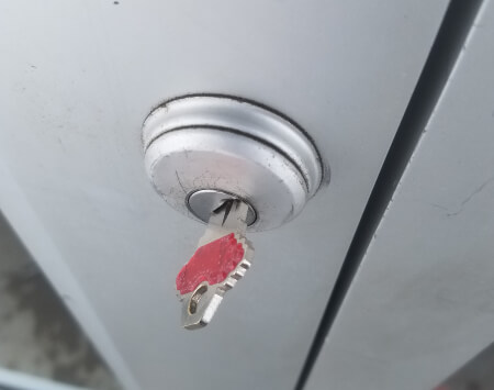 Single cylinder deadbolt lock installation on residential door Austin TX locksmith
