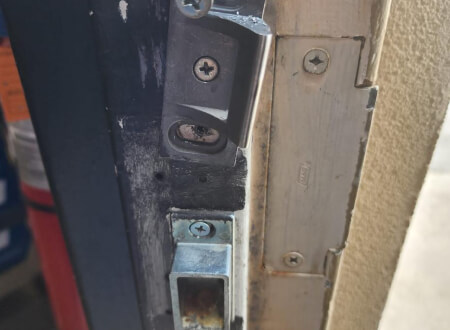 Electric strike installation on commercial door in San Marcos, TX