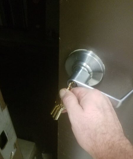 Home lockout service unlocking residential door in Dallas TX