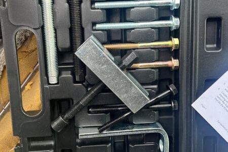 Professional ignition repair tool kit carried by mobile auto locksmith in Temple, TX
