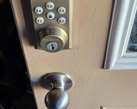Smart lock installation in San Antonio, TX on a residential door
